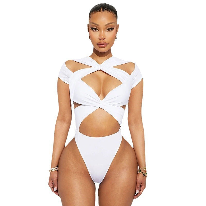 Damen Cut-Out Body mit kreativem Wickeldesign Drune