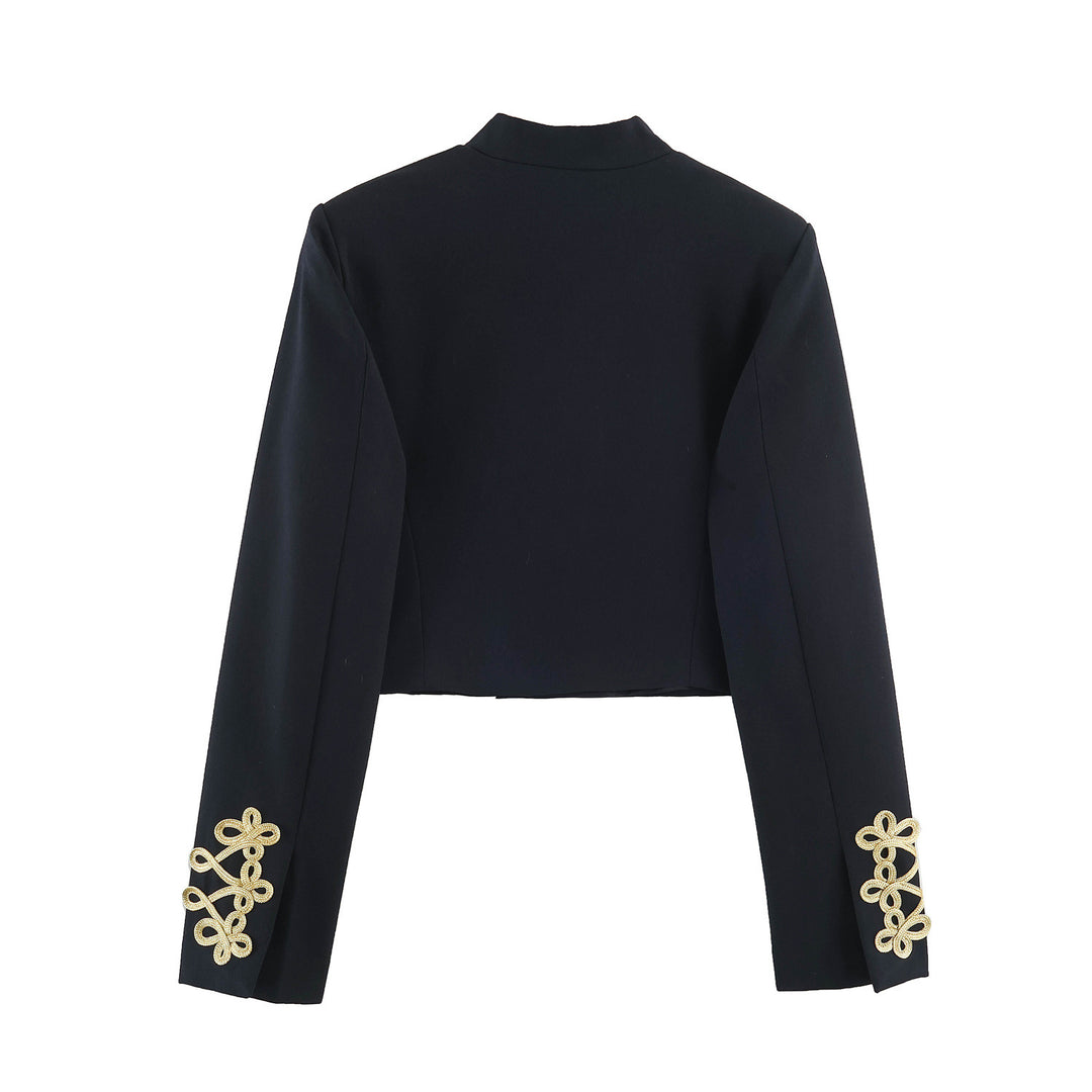 Damen Kurze Paradejacke im Military‑Look mit goldverzierter Kordelapplikation Drune
