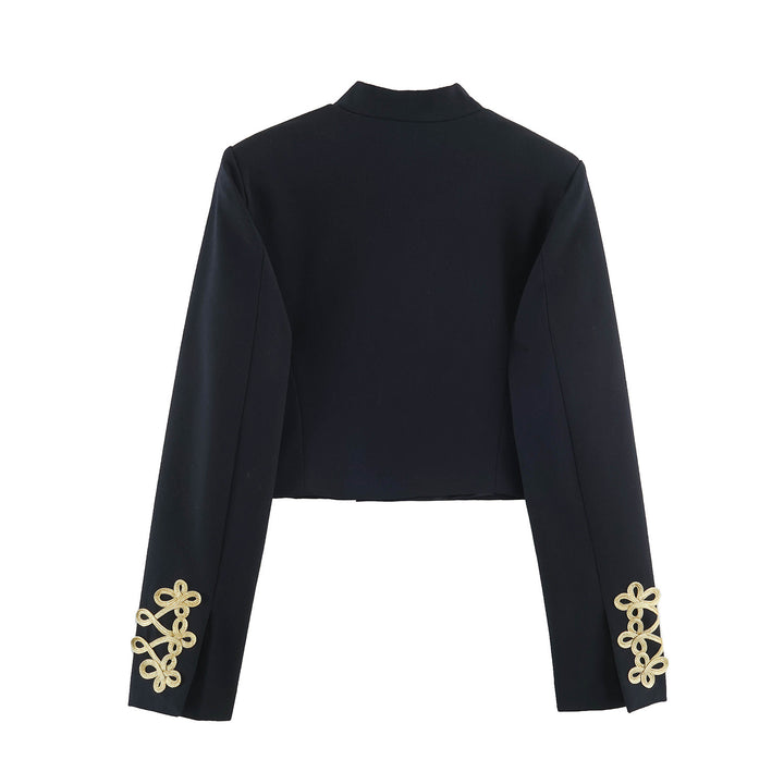 Damen Kurze Paradejacke im Military‑Look mit goldverzierter Kordelapplikation Drune
