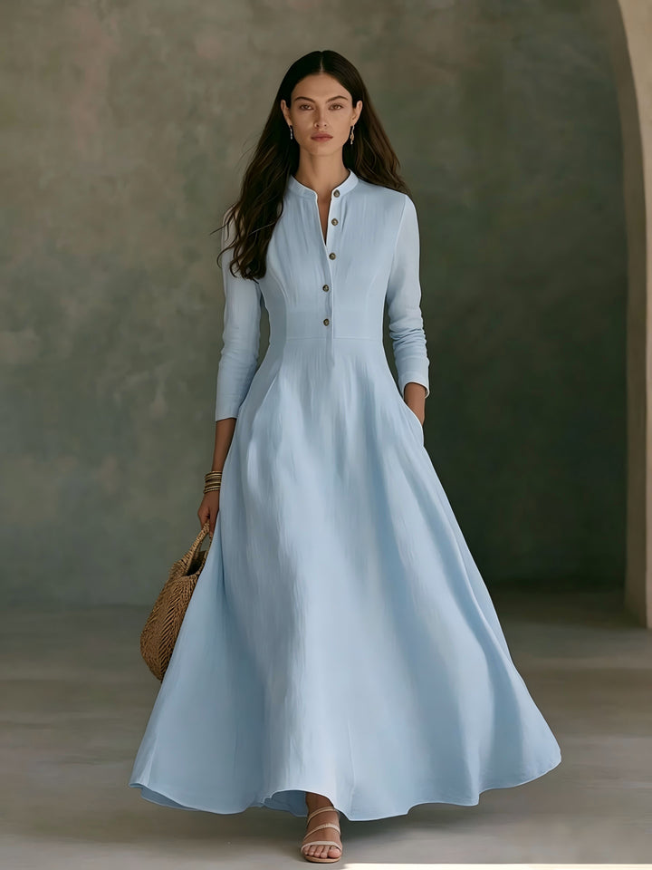 Damen Elegantes Langarm Maxikleid Drune