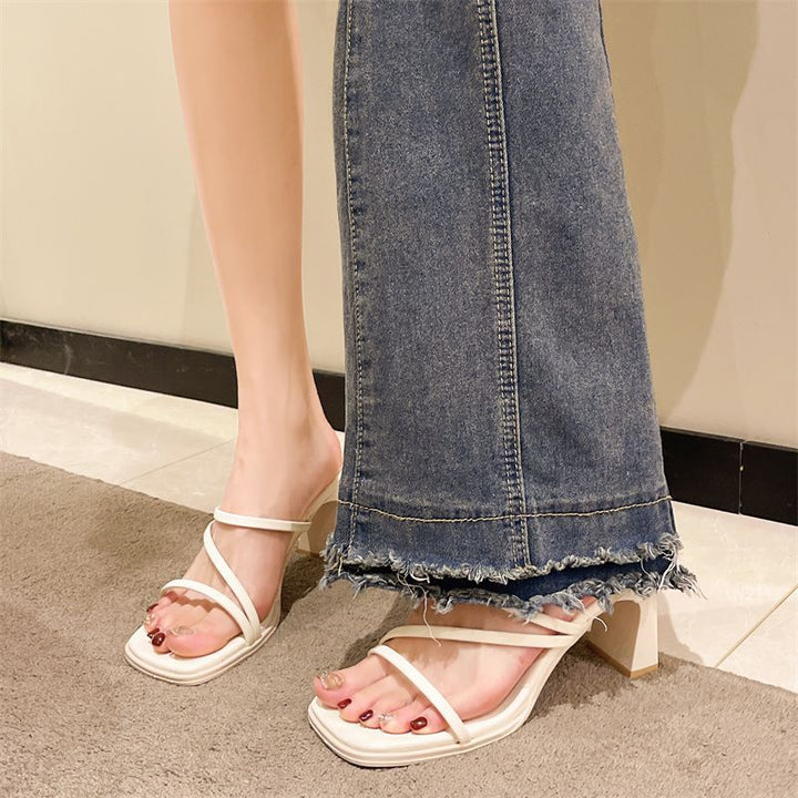 Damen elegante Sandaletten mit schickem Blockabsatz und feinen Riemchen Drune