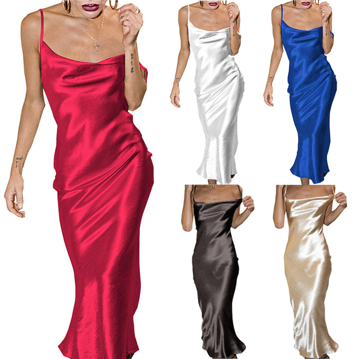Damen Satin Slip Kleid Drune