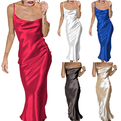 Damen Satin Slip Kleid Drune