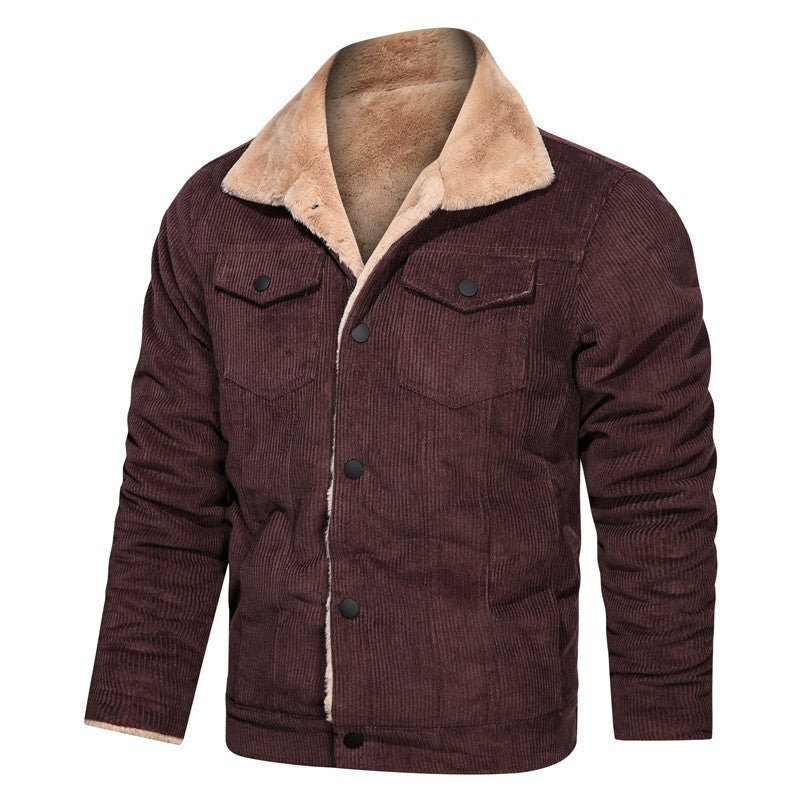 Herren Cordjacke mit Teddyfutter und Druckknopfverschluss Drune