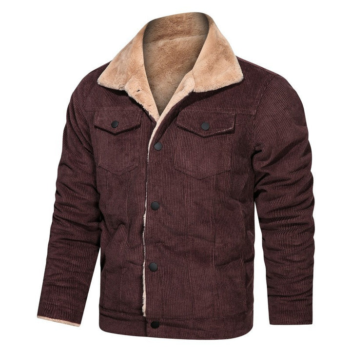 Herren Cordjacke mit Teddyfutter und Druckknopfverschluss Drune