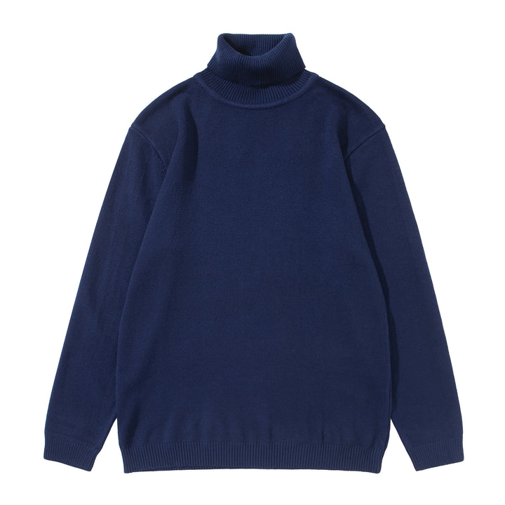 Unisex Rollkragenpullover aus feinem Feinstrick mit geripptem Kragen und überschnittener Schulter Drune
