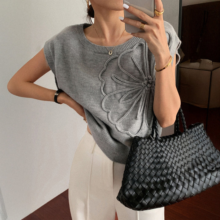 Damen Strickoberteil mit floralem Reliefdesign Drune
