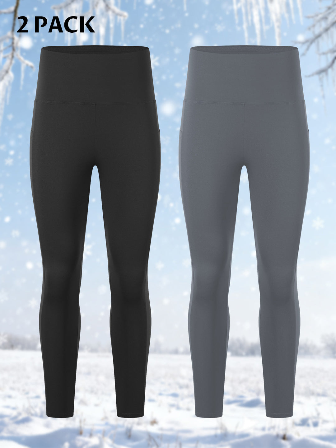 Damen Knöchelhohe Sportleggings mit hohem Bund und seitlicher Smartphone-Tasche Drune
