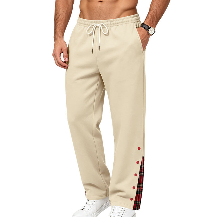 Herren Lockere Jogginghose mit Karo‑Einsatz und Druckknopf‑Details Drune