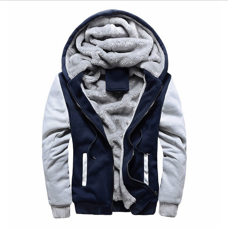 Herren Gepolsterte Kapuzenjacke mit Teddyfleece-Innenfutter, zweifarbigem Ärmeldesign und Reißverschluss Drune