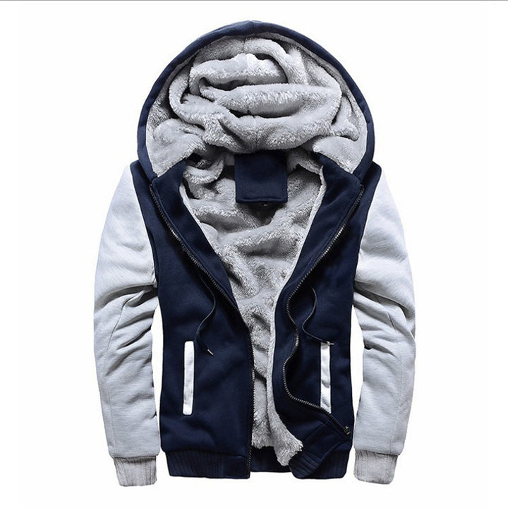 Herren Gepolsterte Kapuzenjacke mit Teddyfleece-Innenfutter, zweifarbigem Ärmeldesign und Reißverschluss Drune
