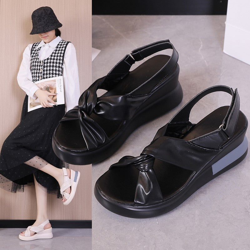 Damen Wedge-Sandalen mit modischem Knoten-Design und flexiblem Fußbett Drune