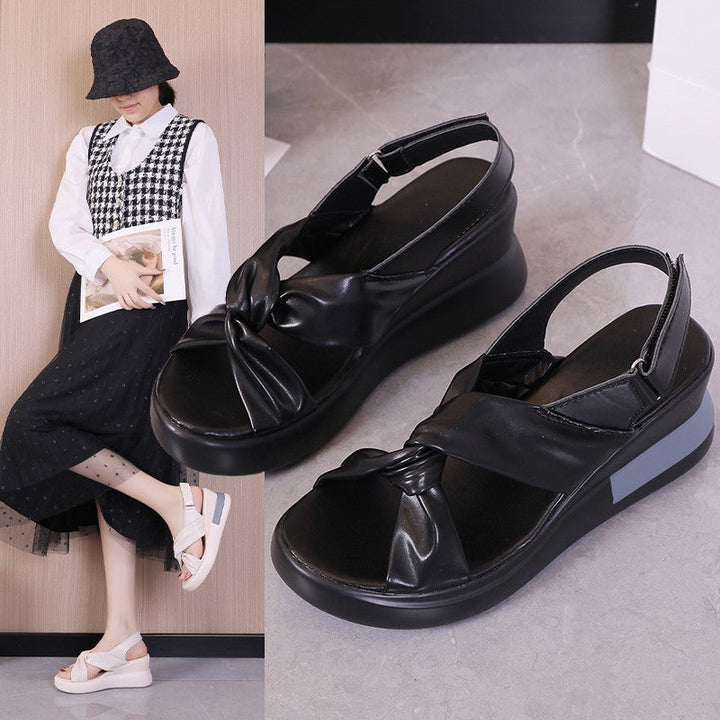 Damen Wedge-Sandalen mit modischem Knoten-Design und flexiblem Fußbett Drune