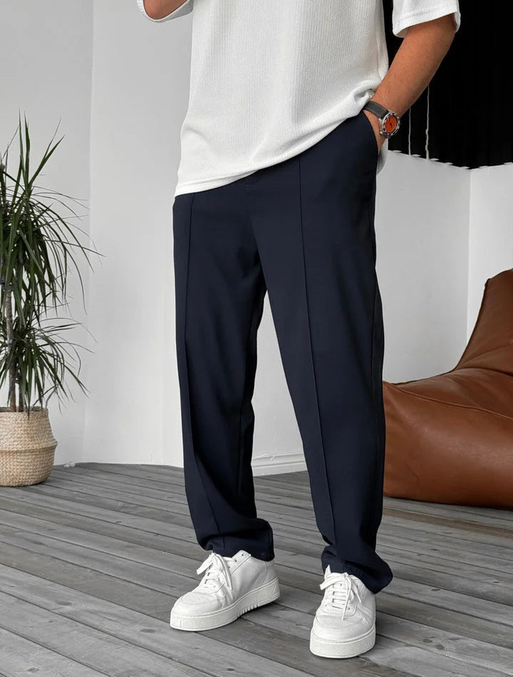 Herren elegante und bequeme Chinohose mit Falten Drune
