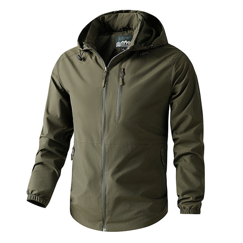 Herren Ultraleichte Allwetter-Outdoorjacke mit Kapuze atmungsaktivem Meshfutter und Reißverschlusstaschen Drune