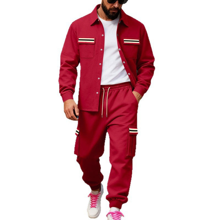 Herren Urbanes zweiteiliges Utility-Joggingset mit Overshirt und Cargo-Hose Drune