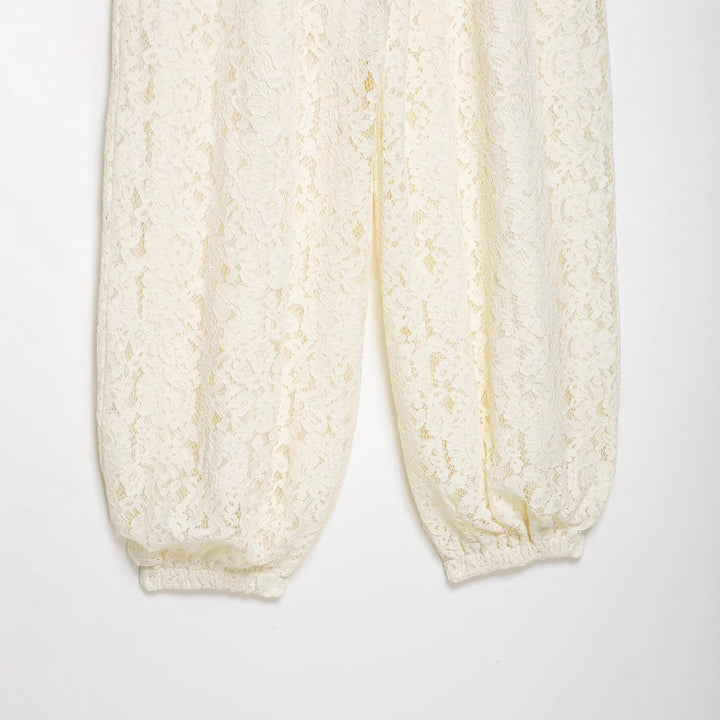 Damen Weite Spitzenhose im Haremstil mit elastischem Bund Drune