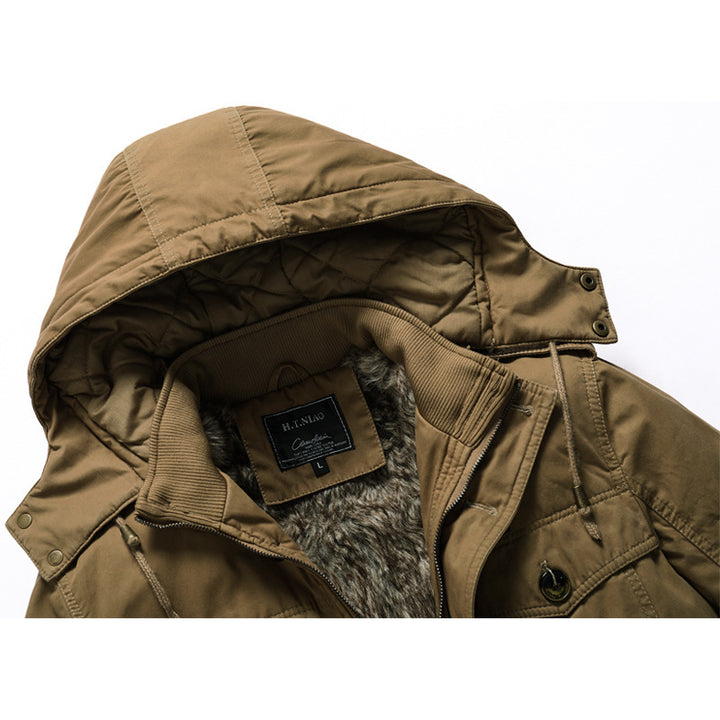 Herren Canvas-Parka mit gesteppter Thermofütterung, Kunstfell-Innenfutter und Kapuze Drune