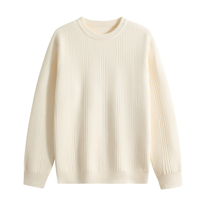 Unisex Strukturierter Rundhals-Strickpullover mit Ajourmuster Drune