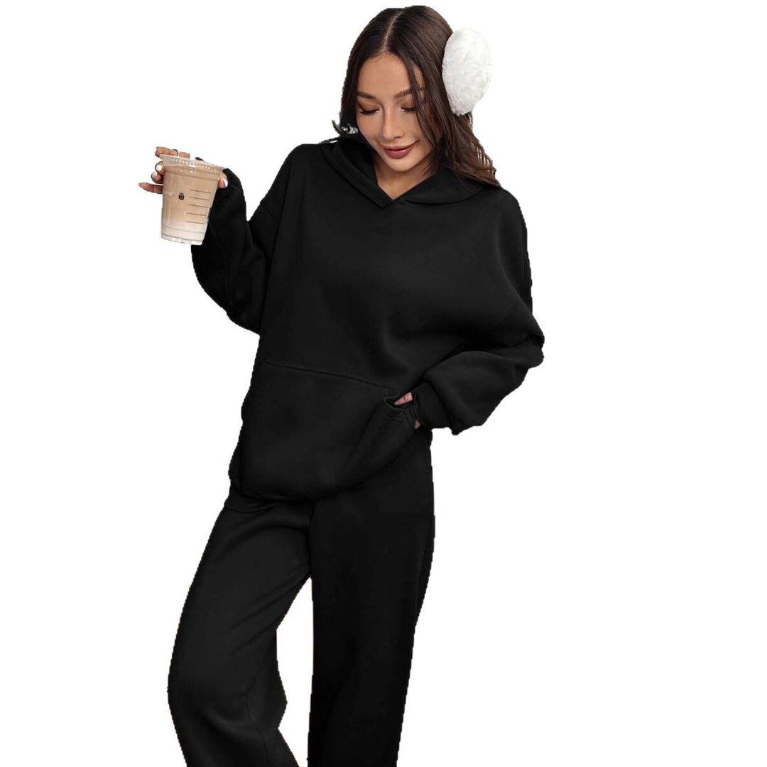 Damen lässiger Hoodie mit hoher Taille und weitem Hosen-Set Drune