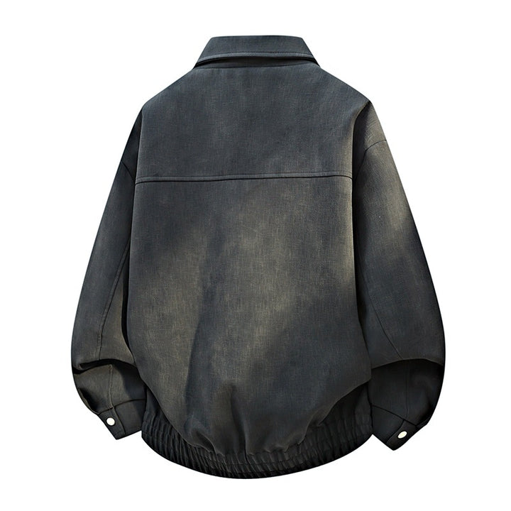 Herren Oversize-Bomberjacke im Used-Effekt mit Stehkragen, elastischem Bund und Pattentaschen Drune