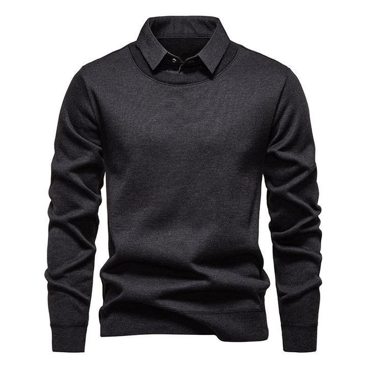 Herren nan Feinstrickpullover mit integriertem Hemdkragen und schmaler Silhouette Drune