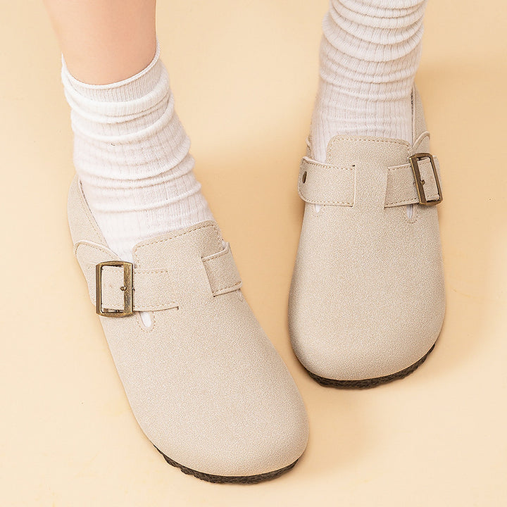 Damen nan gemütliche Nubuk-Slipper Clog mit verstellbarer Messingschnalle und ergonomischem Memory-Fußbett Drune