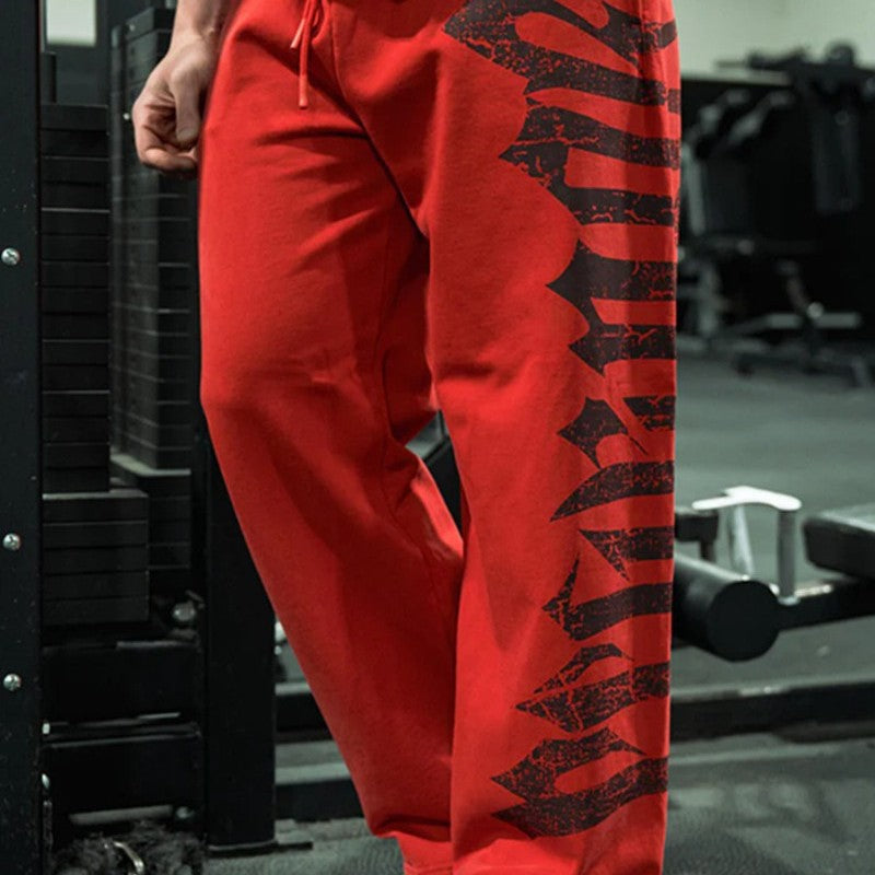 Herren nan weite Sweathose aus angerautem Fleece mit seitlichem Vintage-Print und Kordelbund Drune