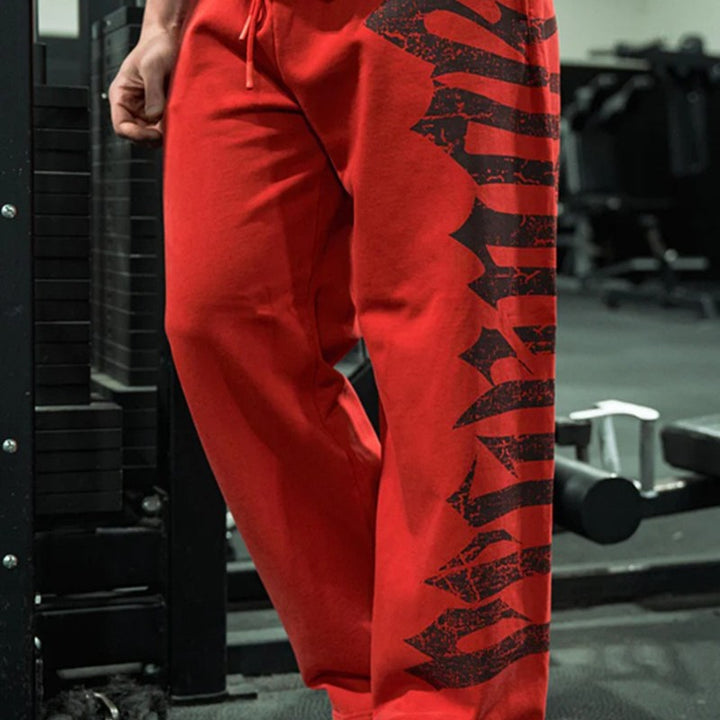 Herren nan weite Sweathose aus angerautem Fleece mit seitlichem Vintage-Print und Kordelbund Drune