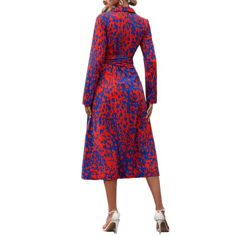 Damen Maxikleid mit figurbetontem Schnitt und elegantem Animal-Print Drune