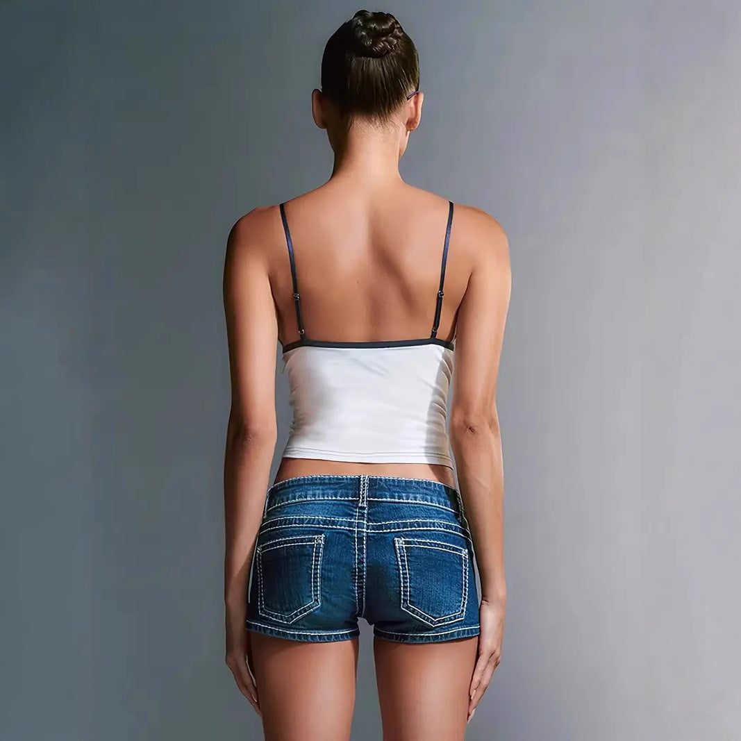 Damen Crop-Top mit tiefem V-Ausschnitt und verstellbaren Trägern Drune