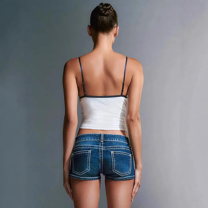 Damen Crop-Top mit tiefem V-Ausschnitt und verstellbaren Trägern Drune