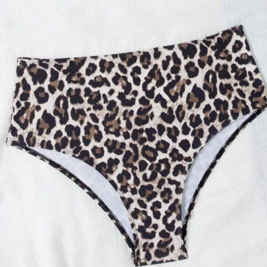 Damen Hoch tailliertes Bikini-Set mit gepolstertem Oberteil und animalischem Muster Drune
