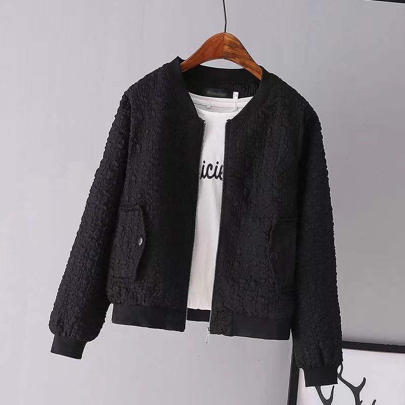 Damen Modische Boucle-Jacke mit Reißverschluss Drune