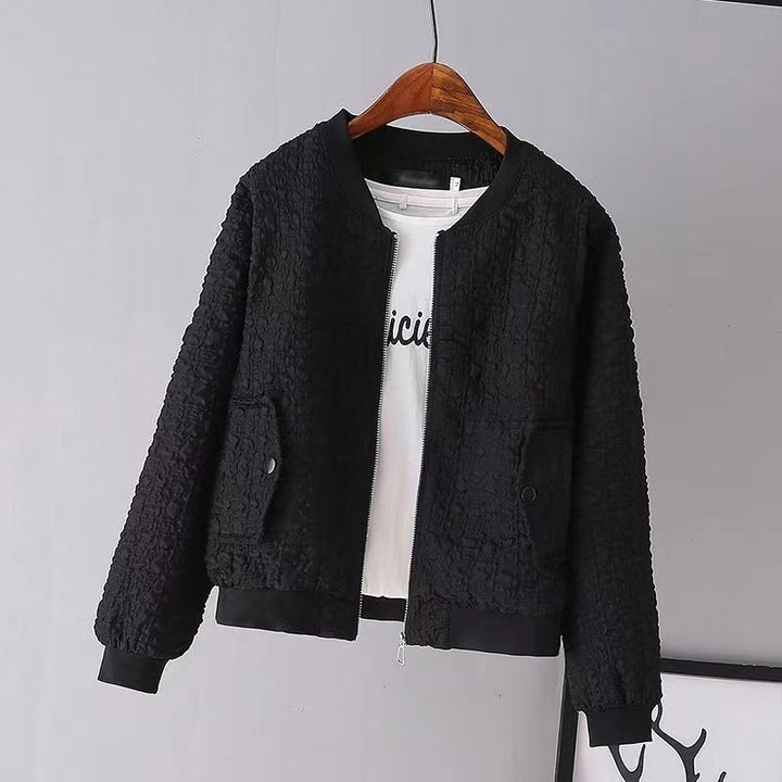 Damen Modische Boucle-Jacke mit Reißverschluss Drune