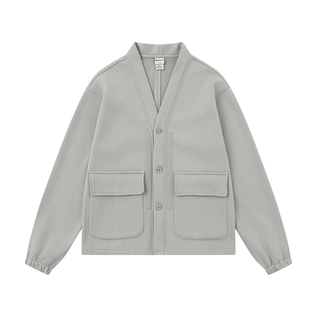 Unisex Oversize Sweatjacke mit Schalkragen und aufgesetzten Taschen Drune