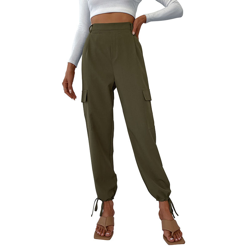 Damen Hohe Taillierte Cargo-Hose Drune