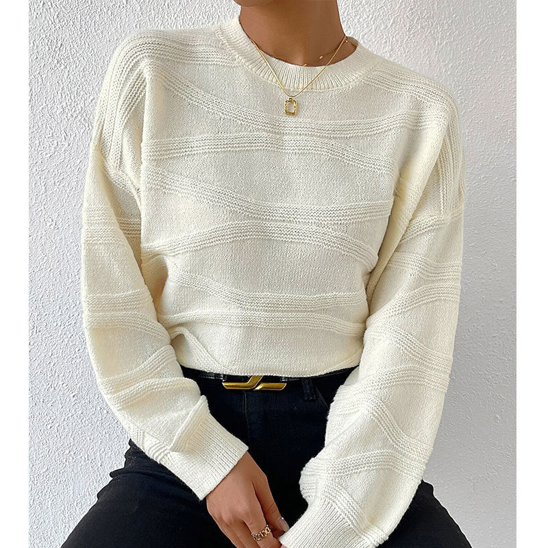 Damen Strickpullover mit raffiniertem Wellenmuster Drune