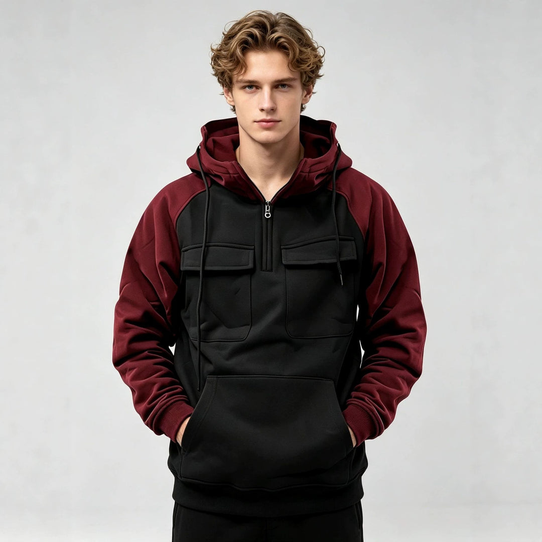 Herren Sportlicher Kapuzenpullover mit Funktionalen Taschen