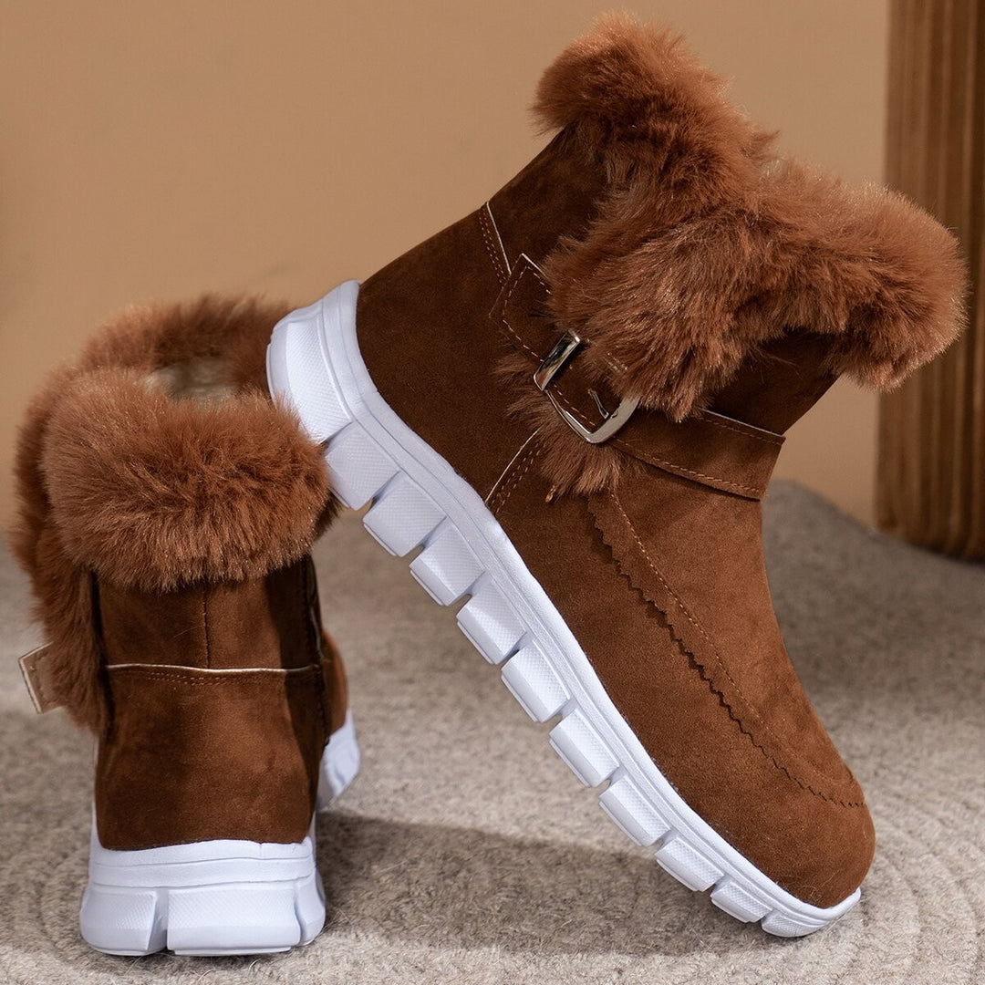Damen Winterboots mit kuscheligem Kunstfellkragen und rutschfester Sohle Drune