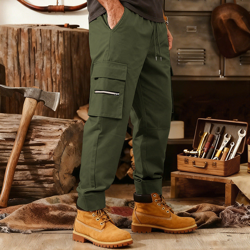 Herren Cargo-Jogginghose mit Multifunktionalen Reißverschluss-Taschen & Elastischem Bündchen Drune