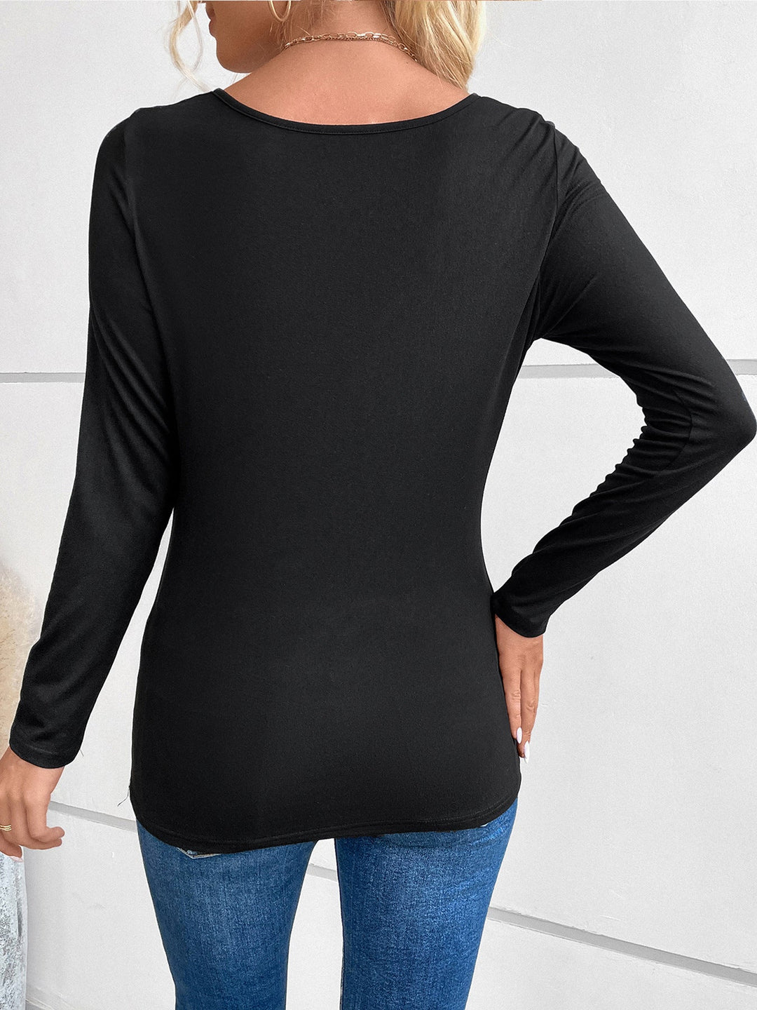 Drune | Strassbesetztes Fake-Zweiteiliges Langarmshirt