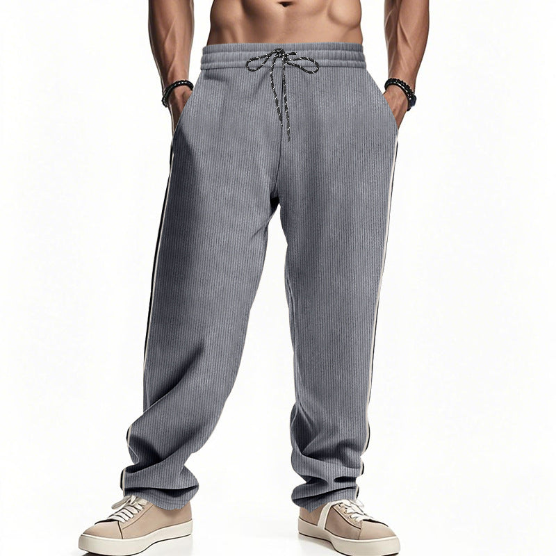 Herren Bequeme Freizeithose mit seitlichen Streifen und elastischem Bund Drune