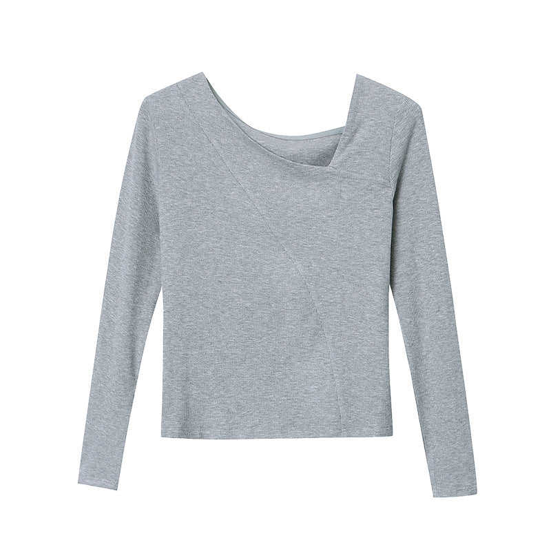 Damen Langarmshirt mit modernem U-Boot-Ausschnitt und feiner Rippstruktur Drune