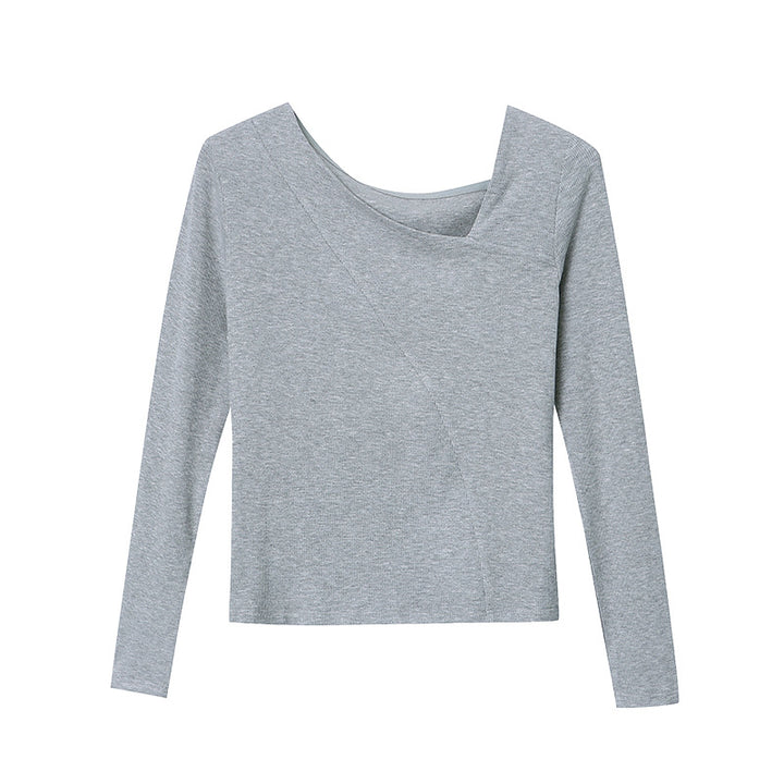 Damen Langarmshirt mit modernem U-Boot-Ausschnitt und feiner Rippstruktur Drune