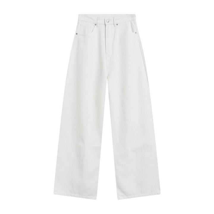 Damen High-Waist Denim-Jeans mit weitem Bein und Fünf-Taschen-Design Drune