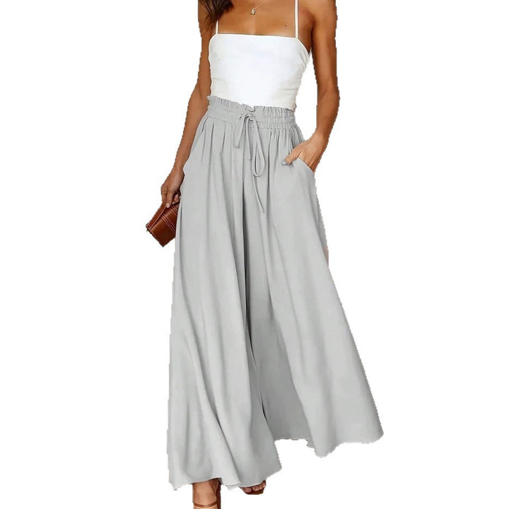 Damen Weite Maxipalazzo-Hose mit Paperbag-Bund, Kordelzug und Seitentaschen Drune
