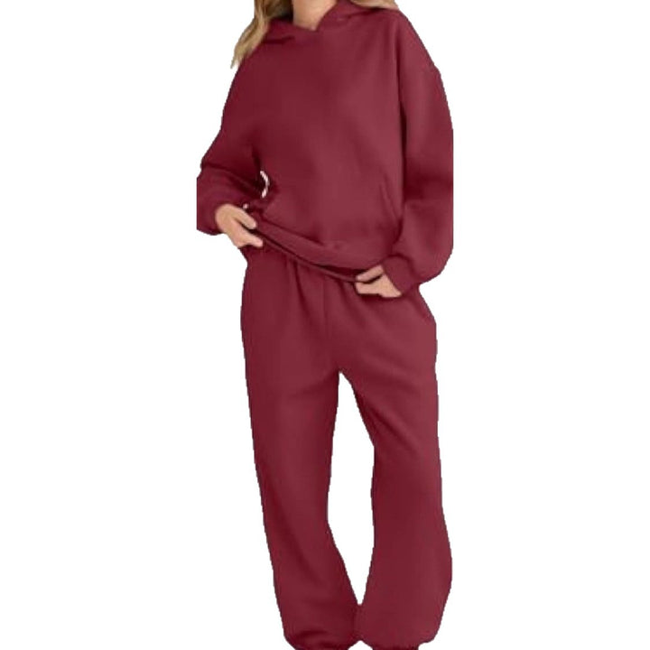 Damen Lässiges Hoodie-Jogging-Set aus French Terry mit Oversize-Kapuzenpullover und hochgeschnittener Jogginghose Drune