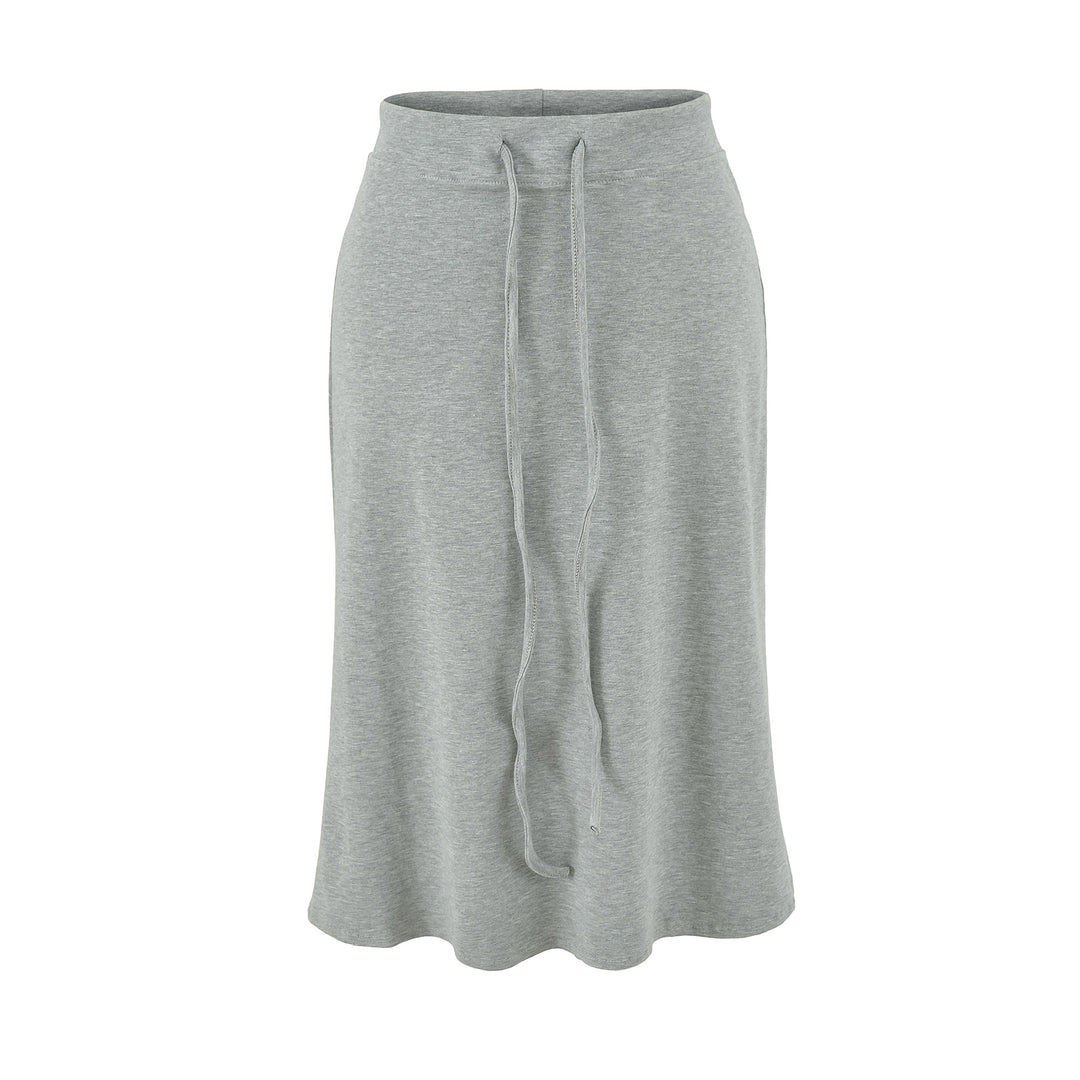 Damen Jersey-Midirock mit hohem Bund, Tunnelzug und A-Linien-Schnitt Drune