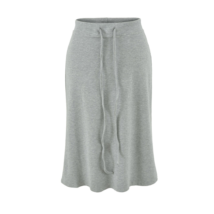 Damen Jersey-Midirock mit hohem Bund, Tunnelzug und A-Linien-Schnitt Drune